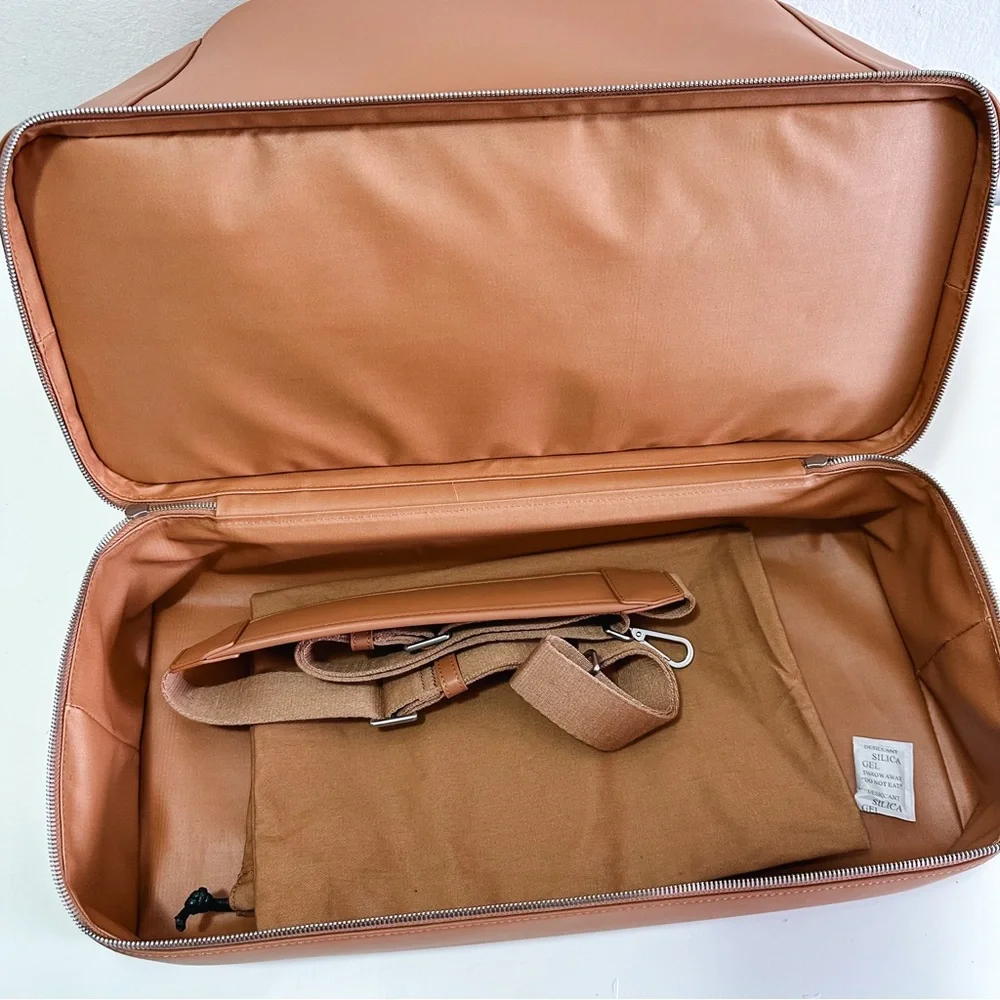 Monos Metro Saddle Tan Vegan Leather Weekender Travel Bag - Picture 7 of 13